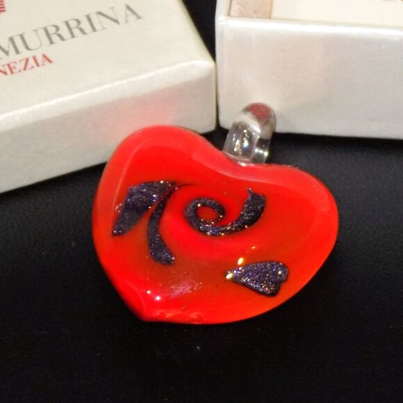 Antica Murrina Venezia Handcrafted Murano Glass Heart Pendant in Original Box - Picture 3 of 3